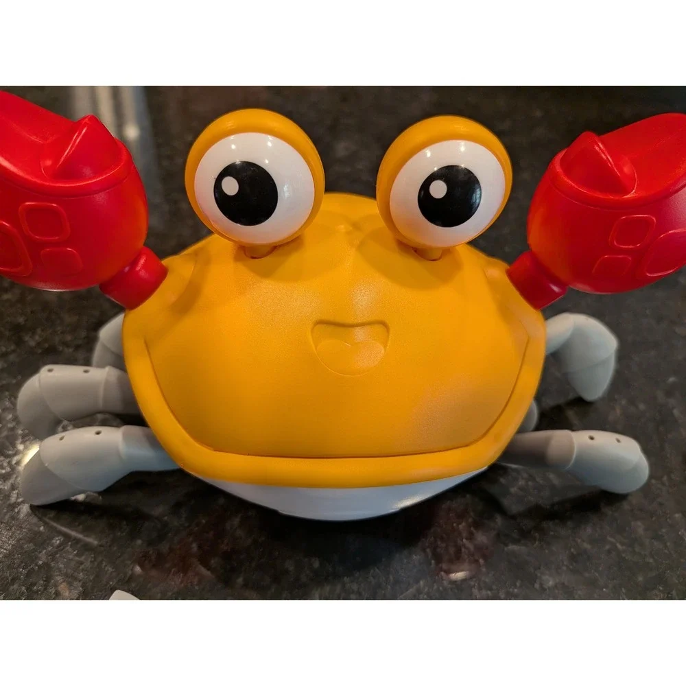 Crawling Crab Baby Toy with Music and Lights USB Rechargeable Yellow Red